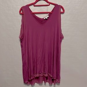 Grace & Lace pink mesh trim flowy tank top.